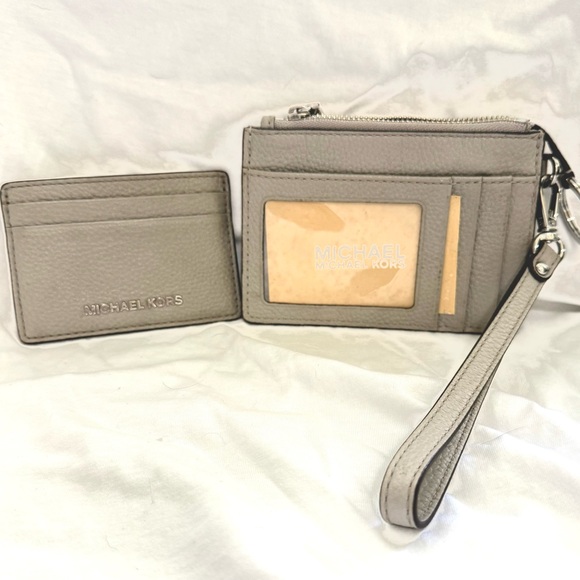 Michael Kors Light Gray Wristlet and Card Holder - Picture 1 of 5